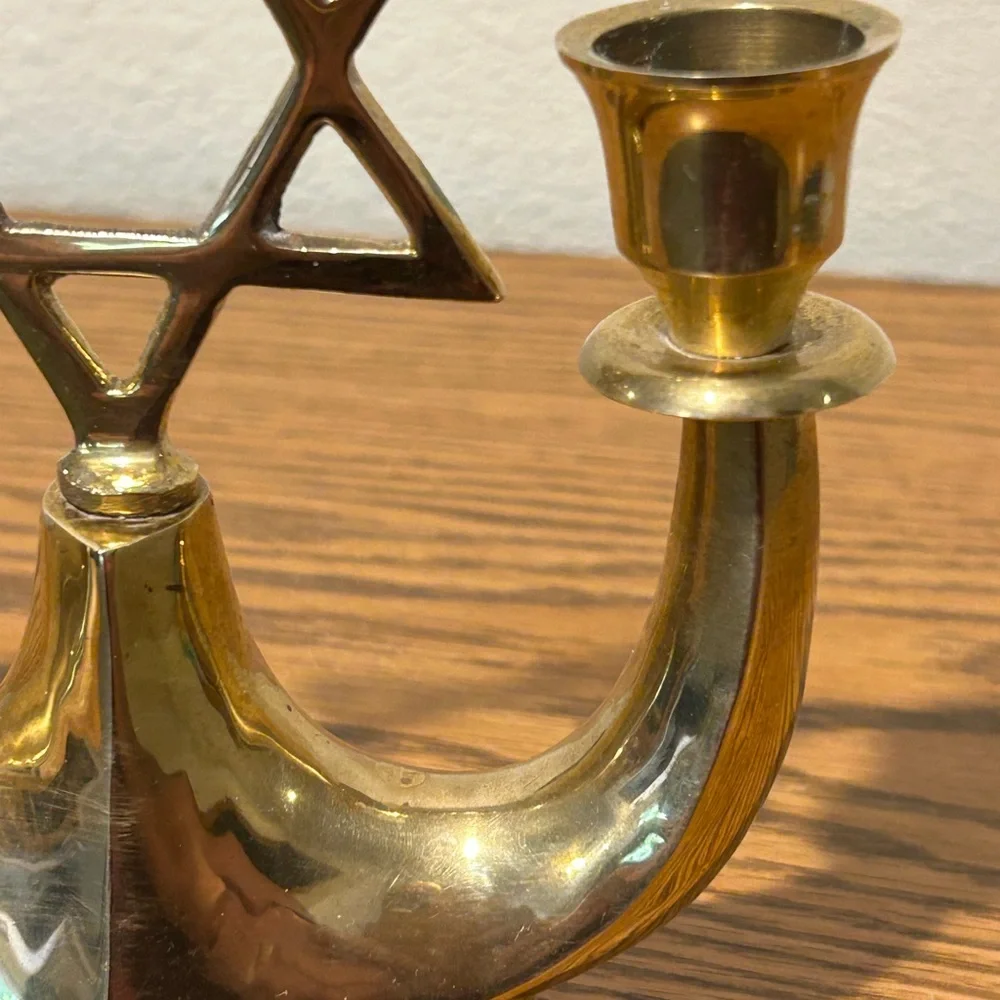 Brass Star of David Candle Holder